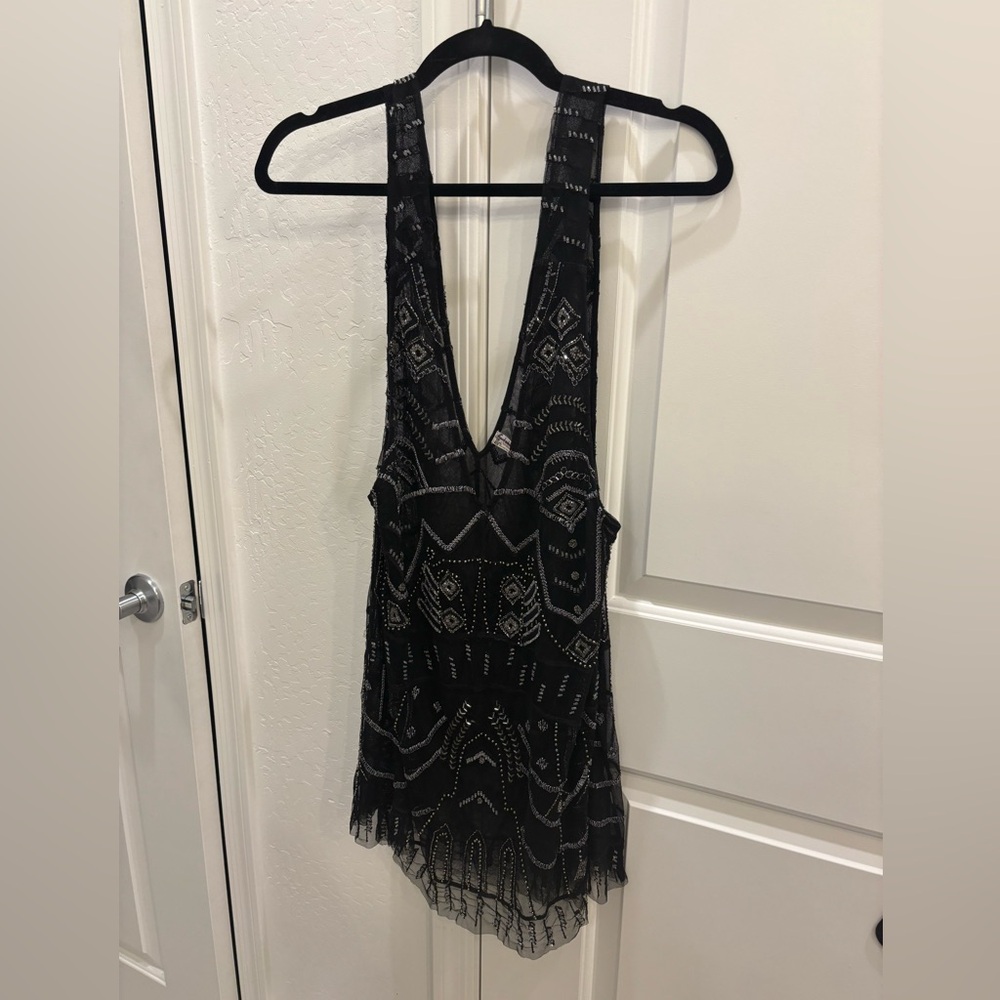 Free People Black Beaded Midi Dress